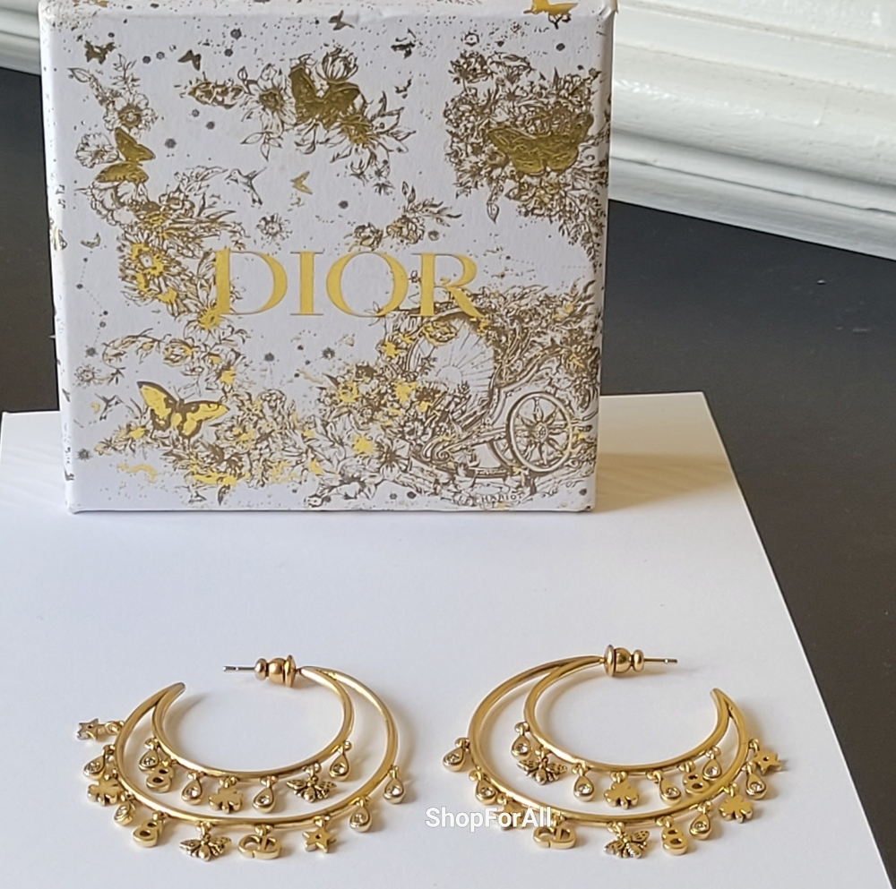Dior Gold Crescent Moon  Chram Earrings - Picture 2 of 12